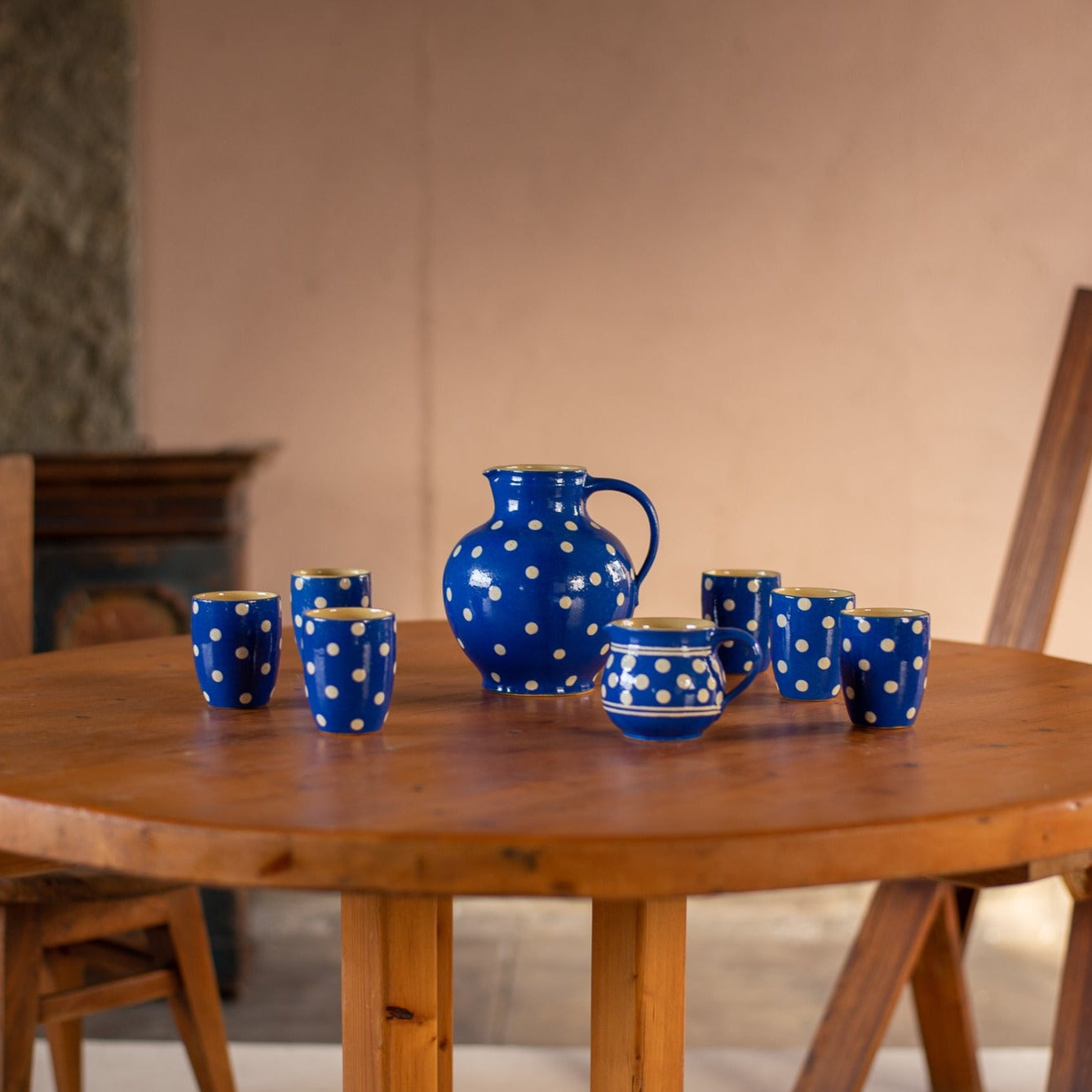 Polka Dot Ceramic Tea & Coffee Set (8-Piece Set) / Germany c.1990s [PC