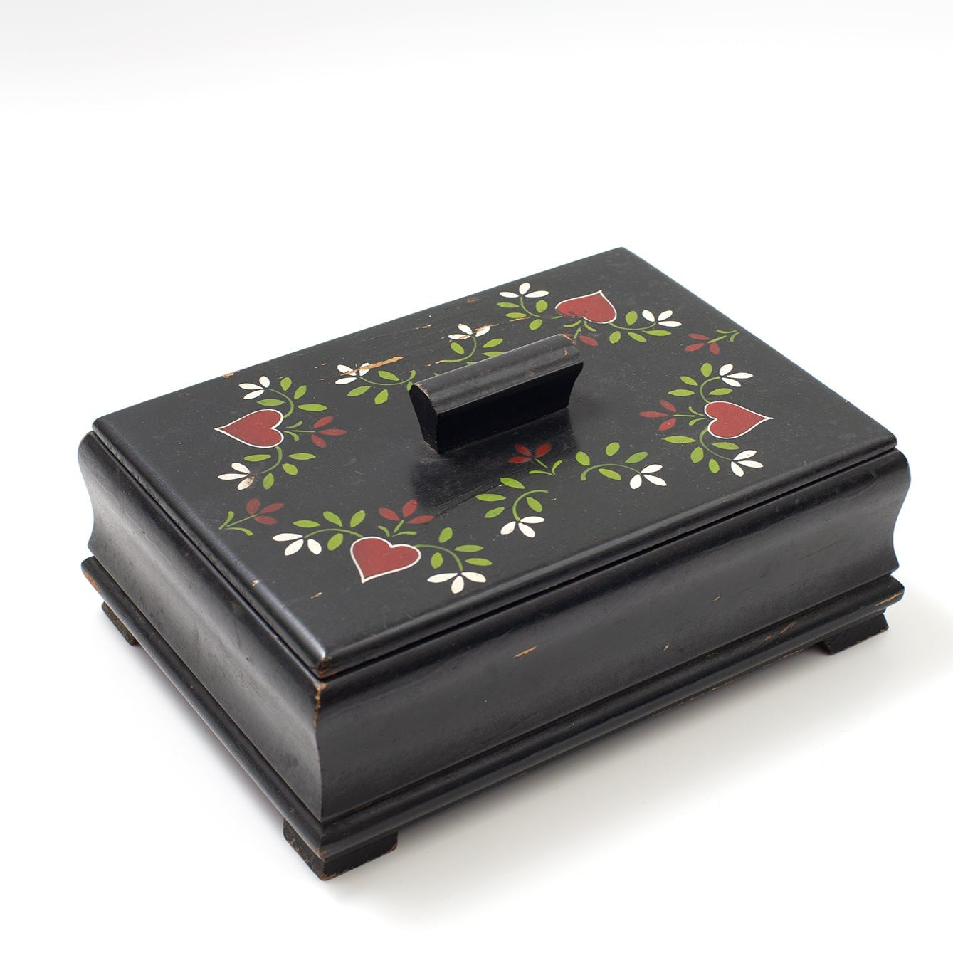 ビンテージ・ウッドボックス・ ハート柄