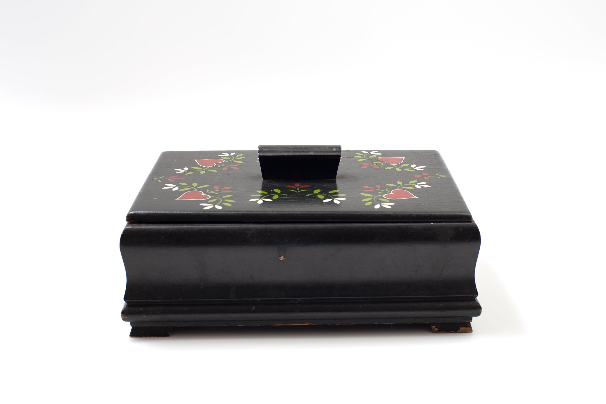 ビンテージ・ウッドボックス・ ハート柄