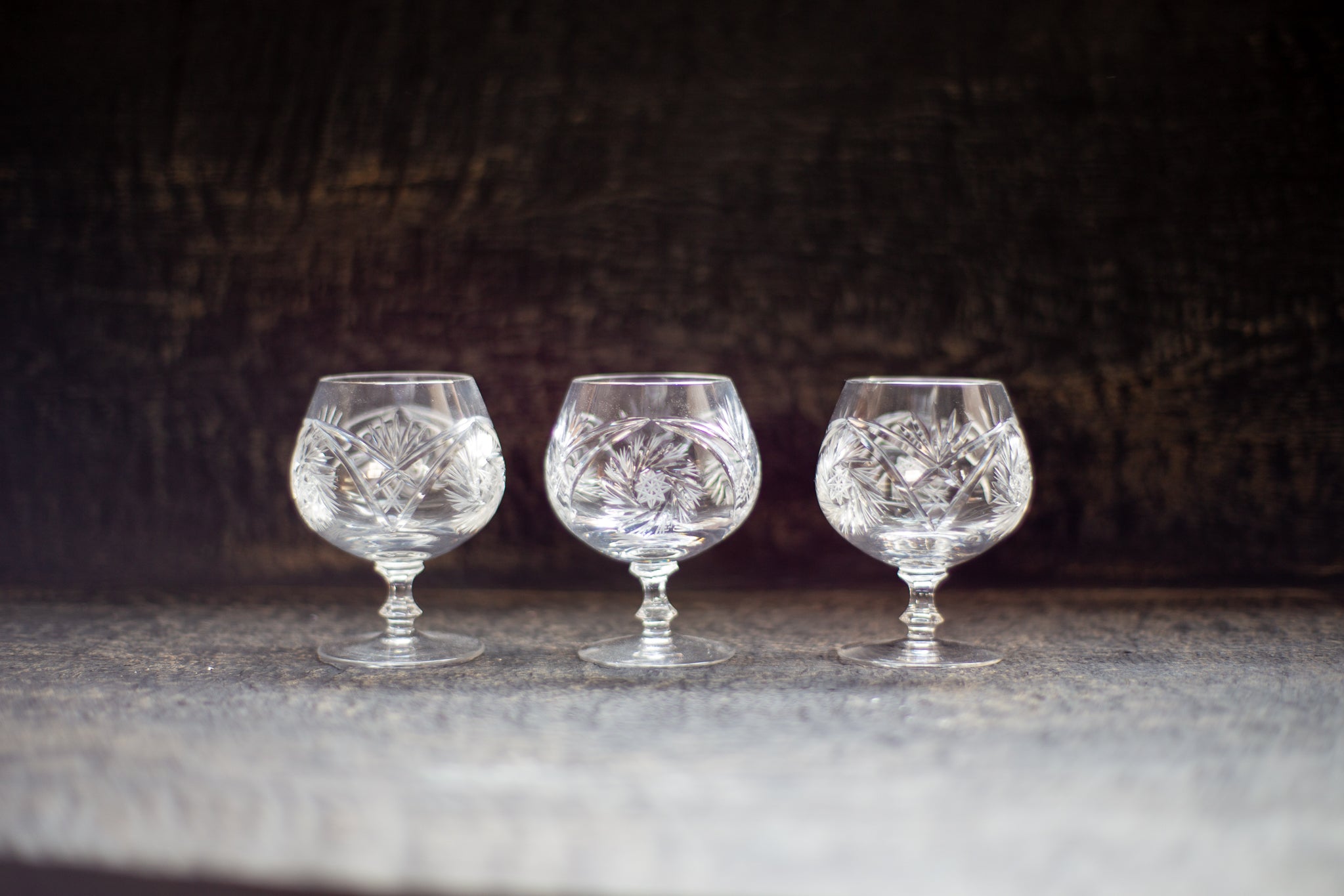 Hand-Cut Crystal Glass (Set of 3) / Germany c.1960s [CG-015]